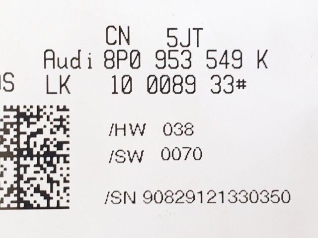 508323 Audi A3, 2006, Multikormány Elektronika, Vezérlő, 8P0953549K.