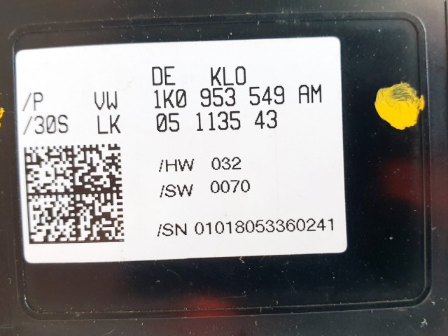 508348 VW Touran, Multikormány Elektronika, Vezérlő, 1K0953549AM.