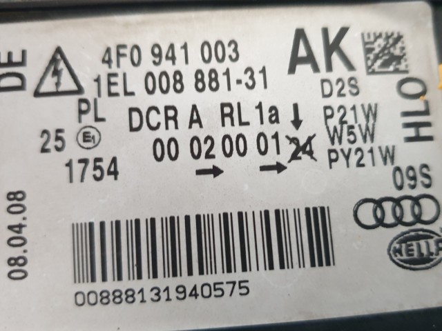 512827 Audi A6 C6 2008 Bal Első XENON Fényszóró, 4F0941003, Lámpa. 