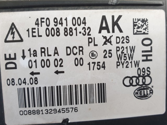 512832 Audi A6 C6 2008 Jobb Első XENON Fényszóró, 4F0941004, Lámpa. 