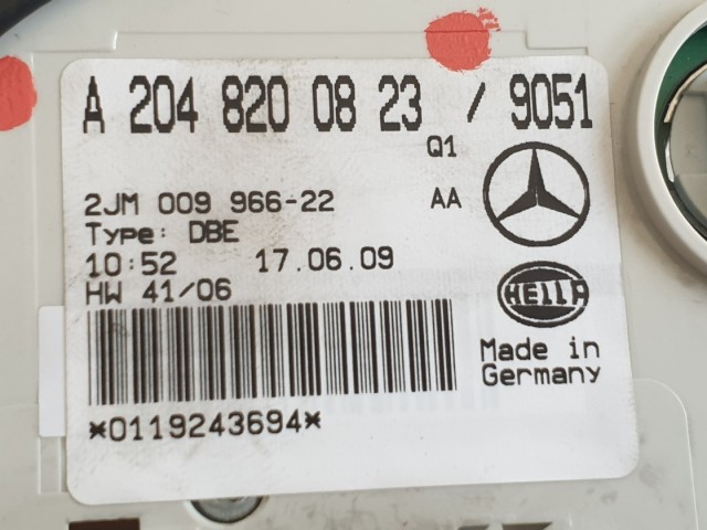 509627 Mercedes C Osztály, 2009, Belső Világítás, A2048200823.