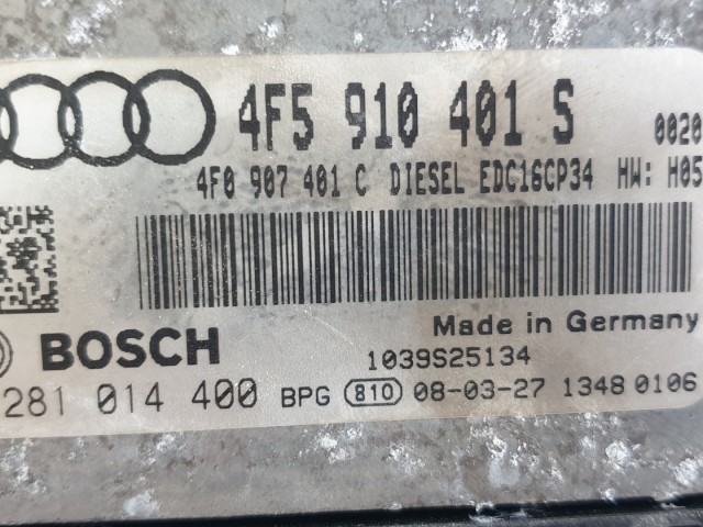 512951 Audi A6, 2008, 2.7 Tdi Motorvezérlő, 0281014400, 4F5910401S, Bosch.