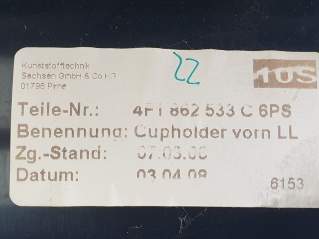 512956 Audi A6, 2008, Középkonzol, 4F1864261, Automata Váltóshoz.