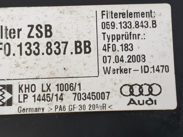 512981 Audi A6 2008, Légszűrőház, 4F0133837BB.