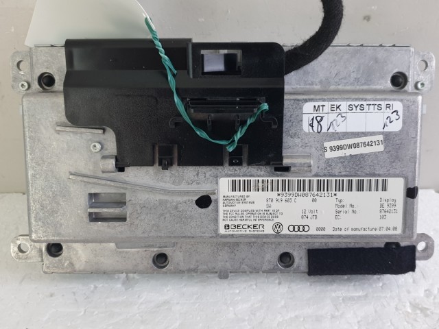 512985 Audi A6, 2008, Multifunkciós Közép Kijelző, 8T0919603C.