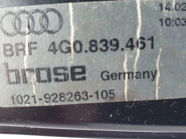 509896 Audi A6, 2013, Bal Hátsó Ablakemelő Szerkezet, 4G0839461.