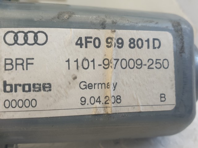 513119 Audi A6, 2008, Bal Első Ablakemelő Motor, 4F0959801D.