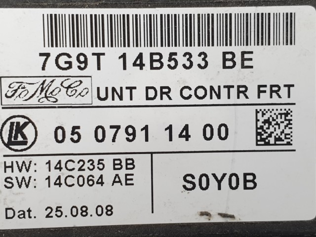 513159 Ford Galaxy 2008, Jobb Első, Ajtó Vezérlőegység, 7G9T14B533BE