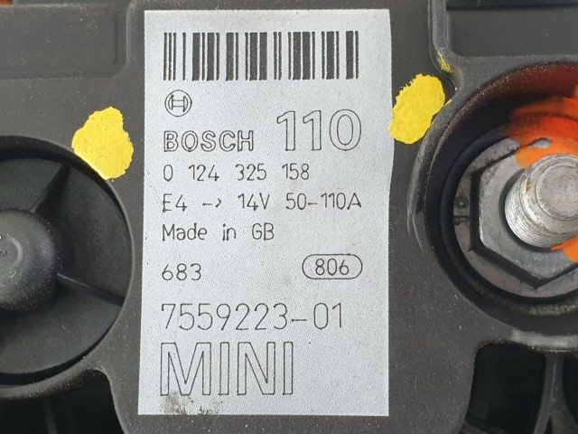 507077 Mini Cooper R50, R53 Benzin, Bosch Generátor, 7559223-01, 110Amp, 6Pk