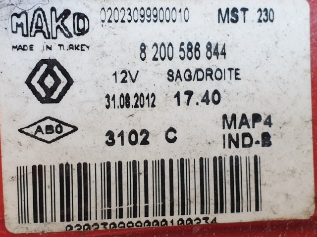512118 Renault Clio 3, 2012, KOMBI Jobb Hátsó Lámpa, 8200586844. 512118 Renault Clio 3, 2012, KOMBI Jobb Hátsó Lámpa, 8200586844.
